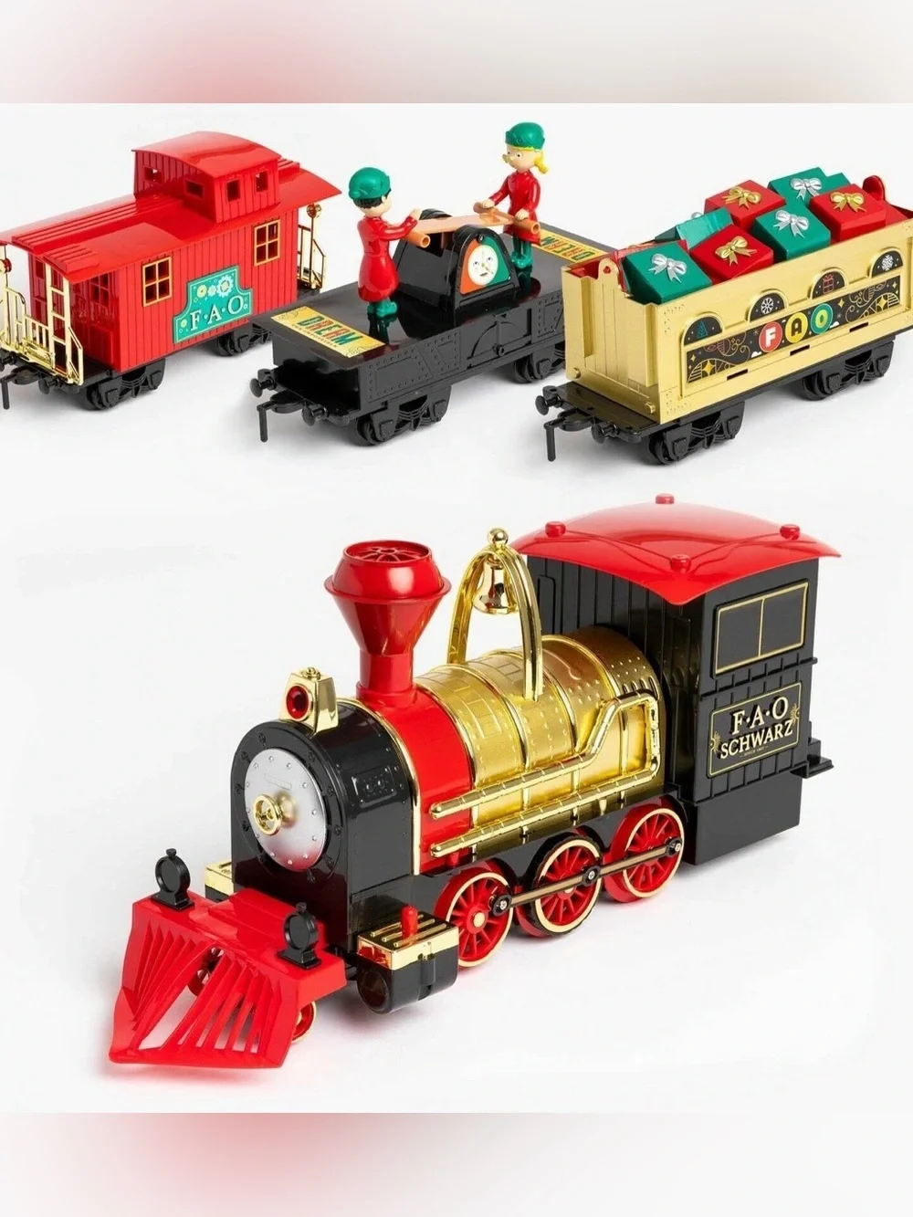 FAO Schwarz Red & Gold Holiday Train Playset